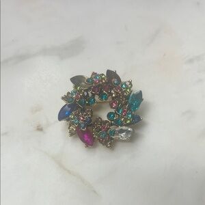 Elegant Multicolor Gemstone Brooch